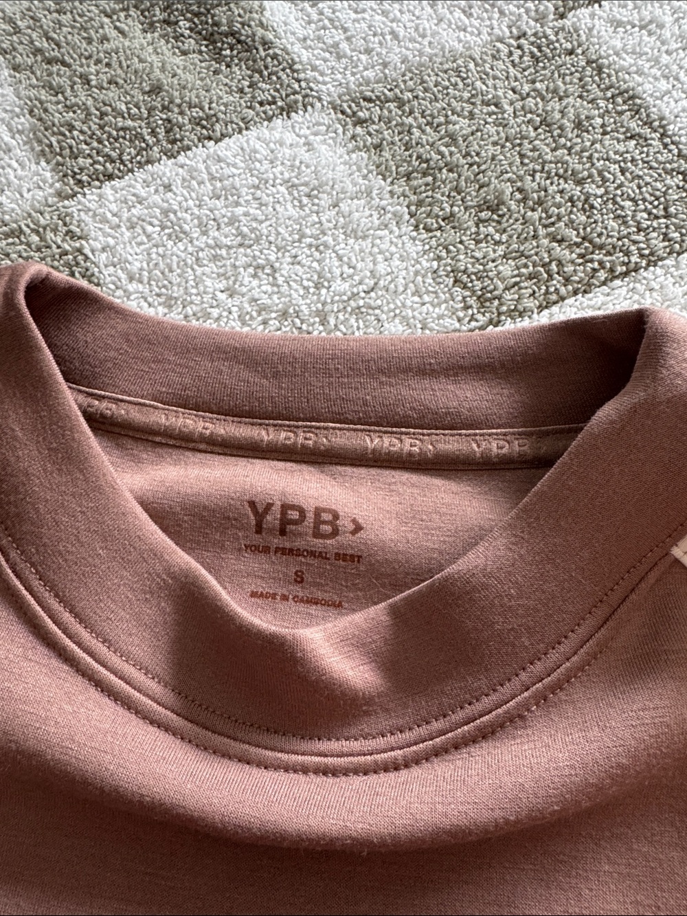 YPB Brown Crewneck Cropped Sweatshirt with White Piping - Picture 3 of 4